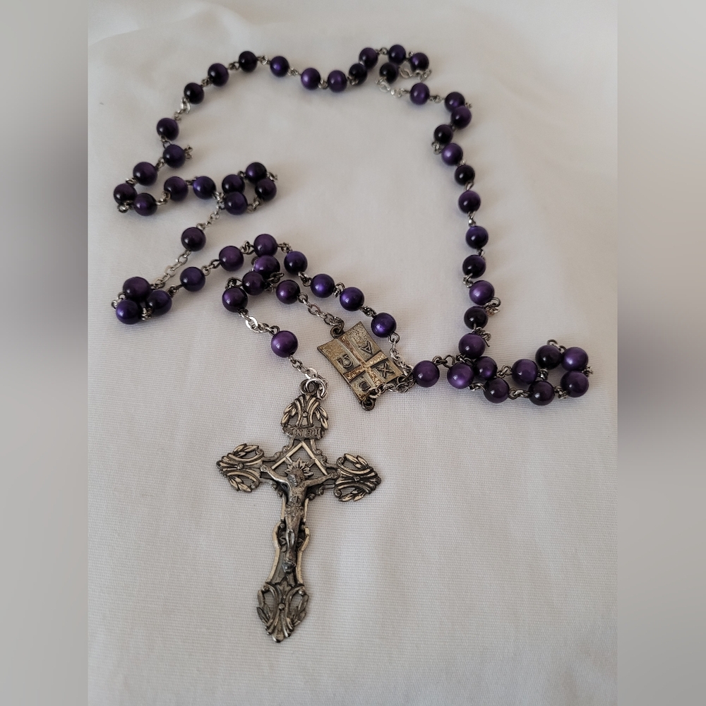 Vintage  Amethyst Color Beads Rosary